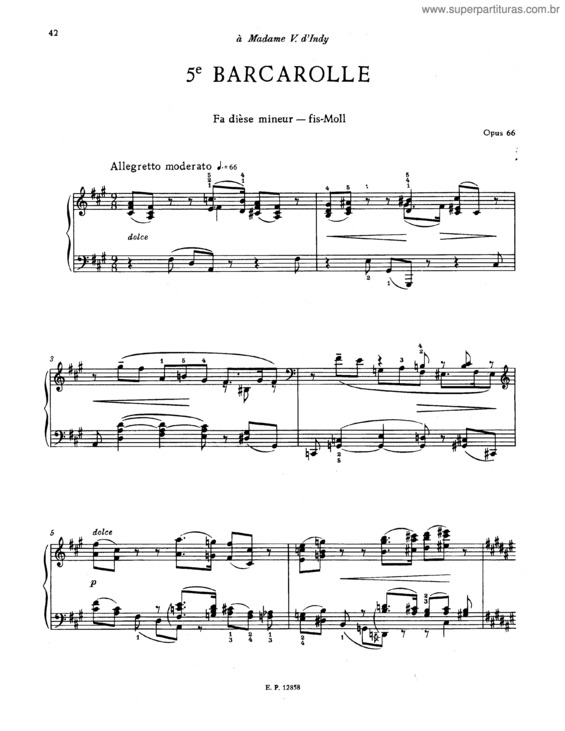 Partitura da música Barcarolle No. 5 in F sharp minor