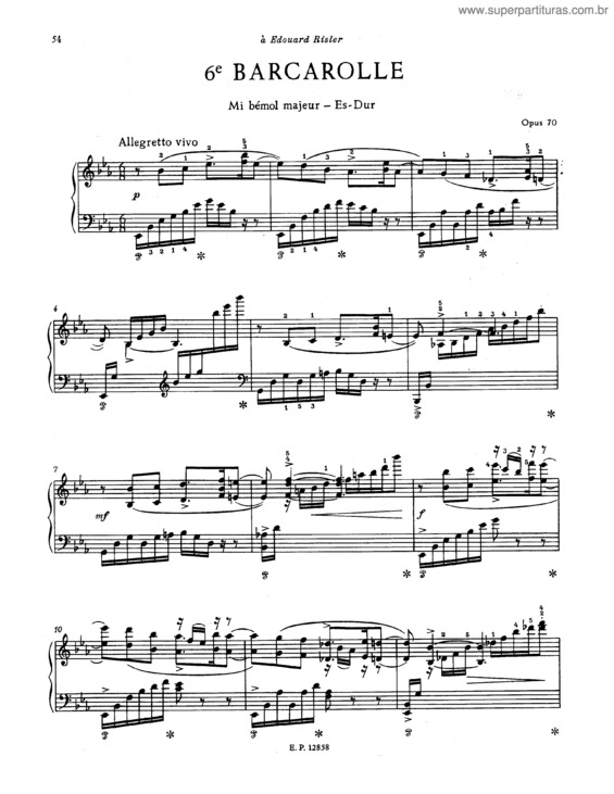 Partitura da música Barcarolle No. 6 in E flat