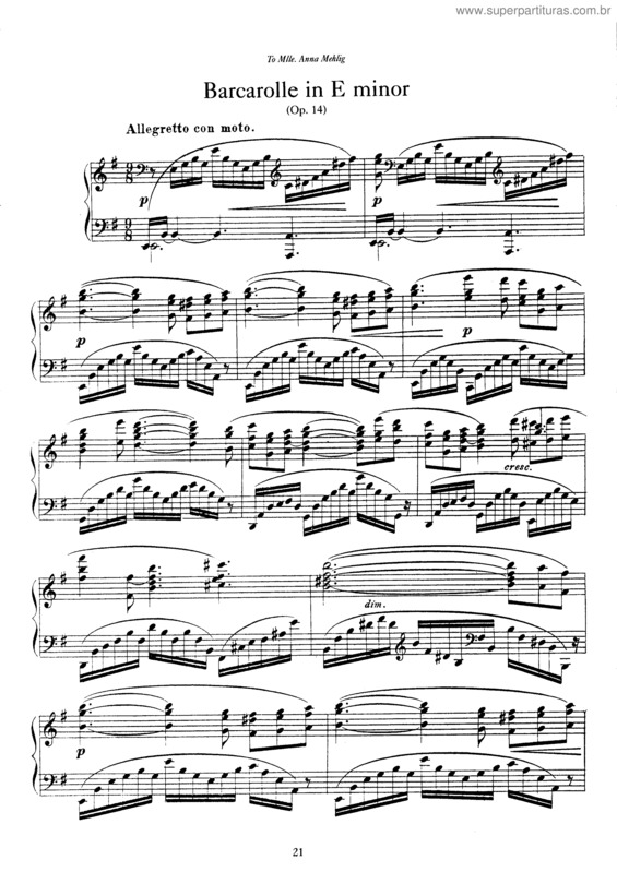 Partitura da música Barcarolle v.2
