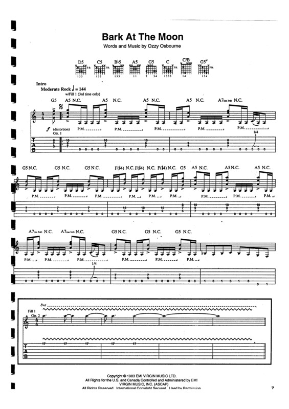 Partitura da música Bark At The Moon