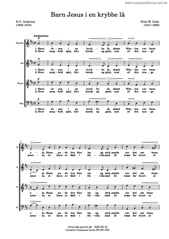 Partitura da música Barn Jesus I En Krybbe Lå – Niels W. Gade