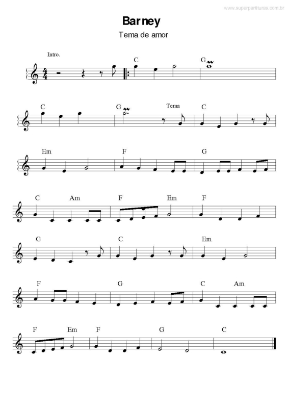 Partitura da música Barney