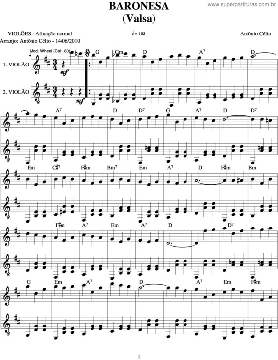 Partitura da música Baronesa