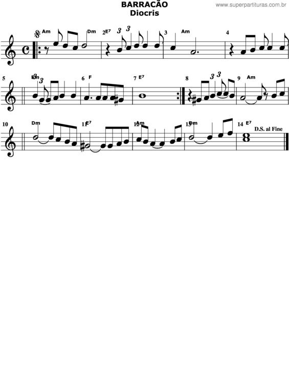 Partitura da música Barracão v.4