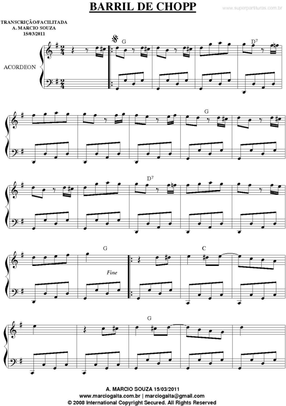 Partitura da música Barril de Chopps v.2