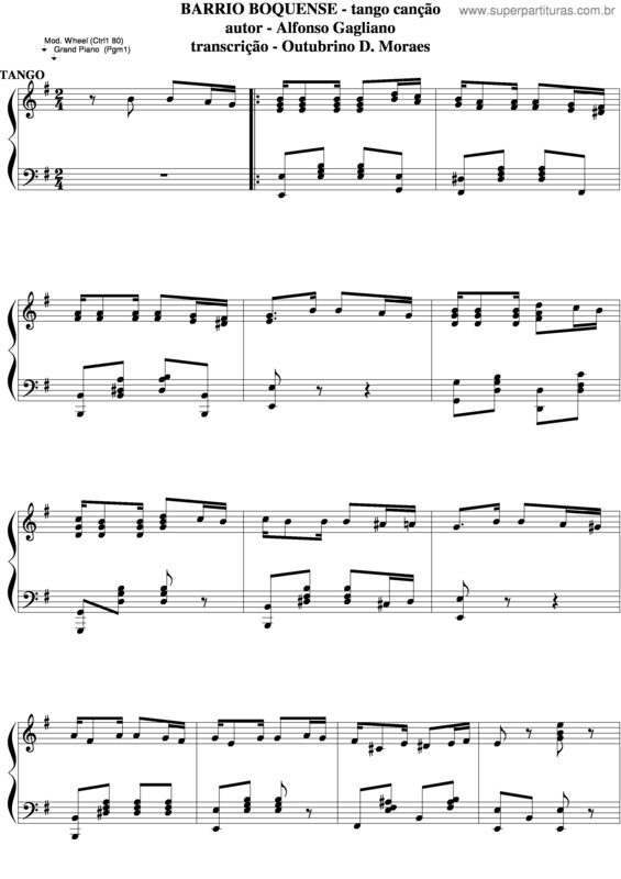 Partitura da música Barrios Boquense