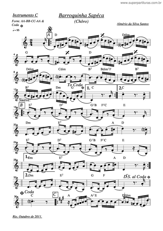 Partitura da música Barroquinha Sapéca v.2
