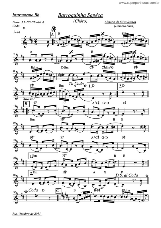 Partitura da música Barroquinha Sapéca v.3