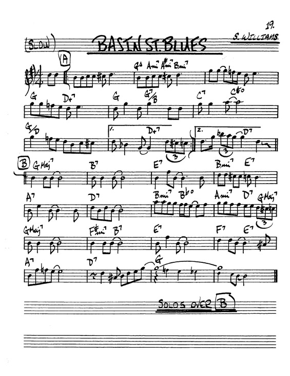 Partitura da música Basin St Blues