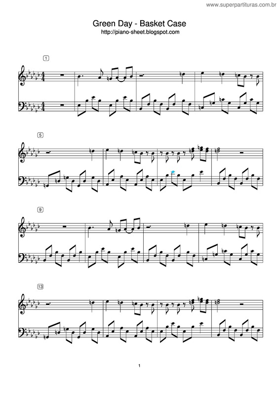 Partitura da música Basket Case