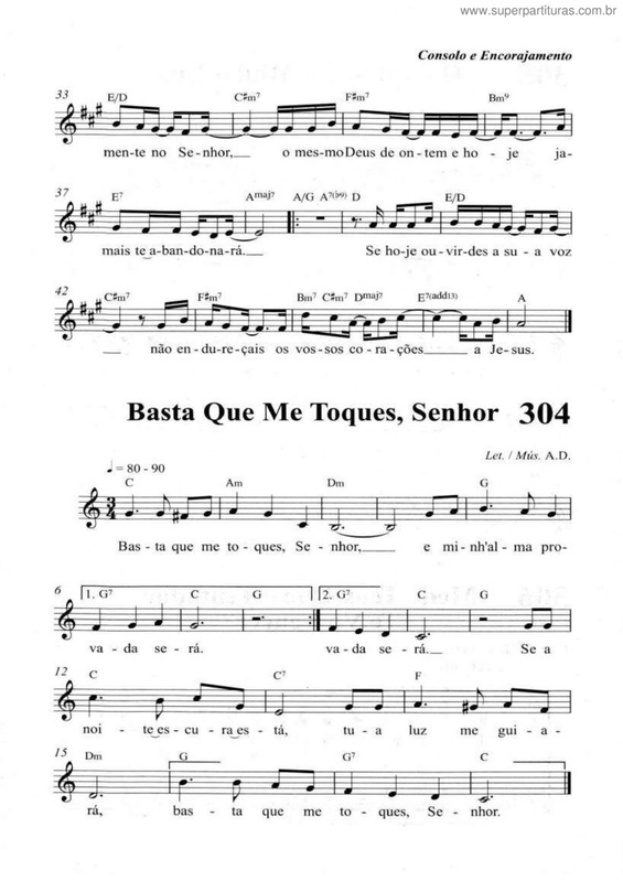 Partitura da música Basta Que Me Toques, Senhor