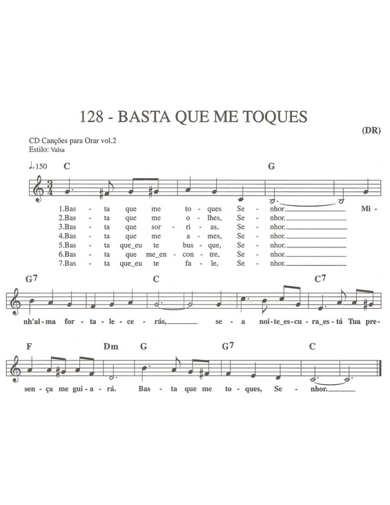 Partitura da música Basta Que Me Toques