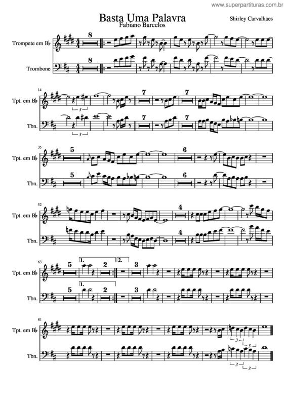 Partitura da música Basta Uma Palavra v.2
