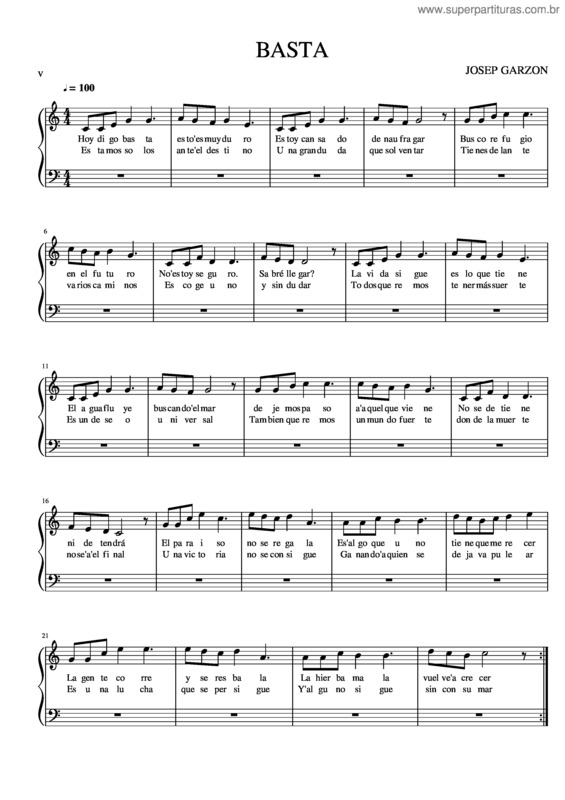 Partitura da música Basta
