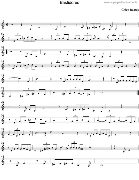 Partitura da música Bastidores