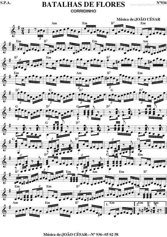 Partitura da música Batalha das Flores