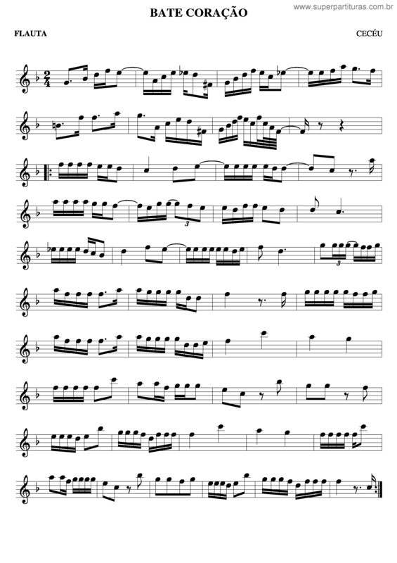 Partitura da música Bate Coração v.3