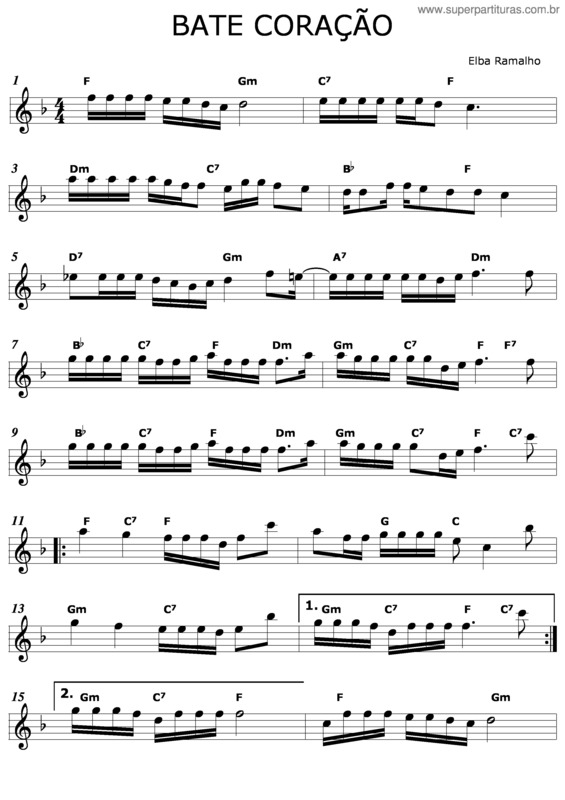 Partitura da música Bate Coração v.4