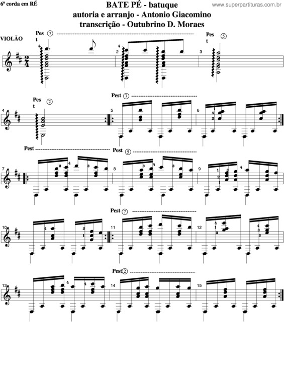 Partitura da música Bate Pé