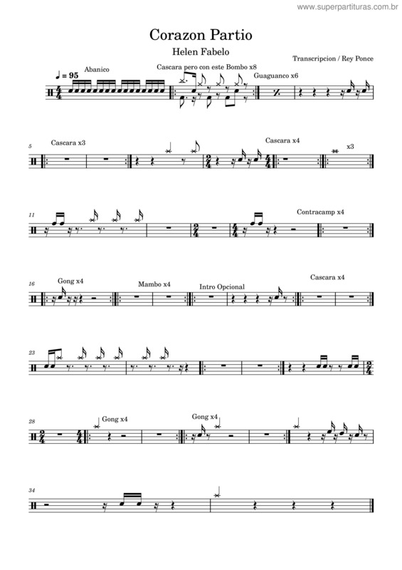 Partitura da música Bateria Helen Corazon Partio – Reypro1991
