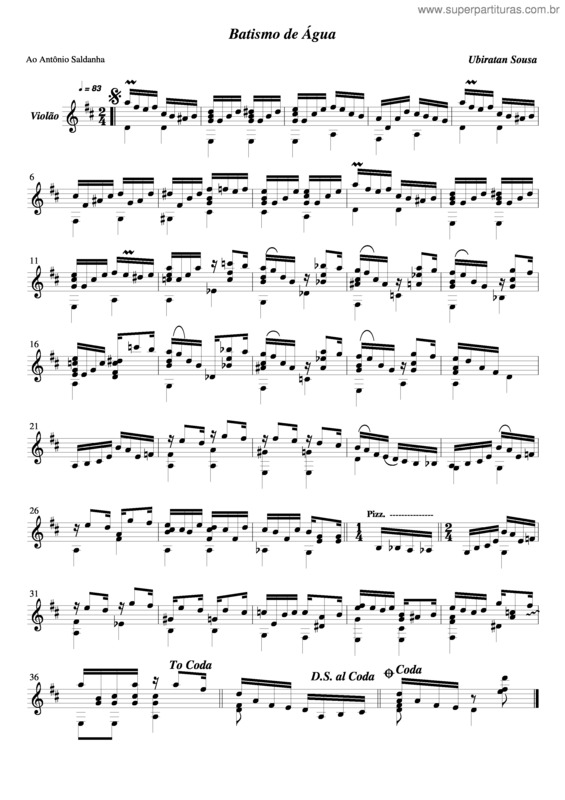 Partitura da música Batismo De Água