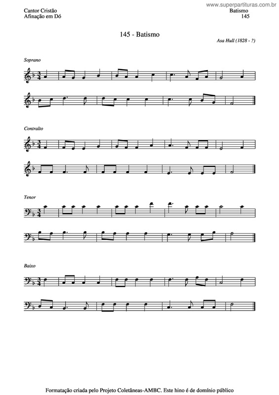 Partitura da música Batismo v.2