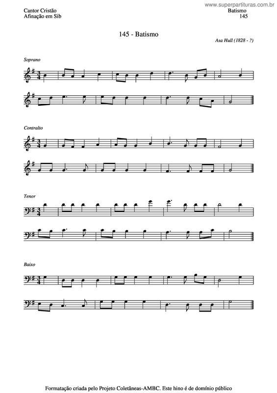 Partitura da música Batismo v.4