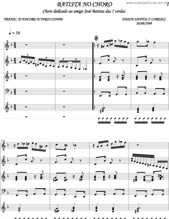 Partitura da música Batista No Choro v.2