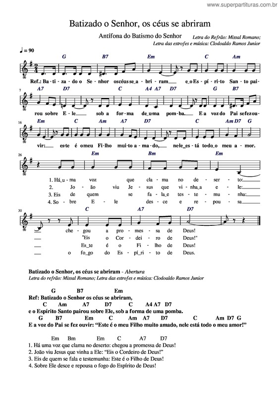 Partitura da música Batizado O Senhor Os Céus Se Abriram – Dfontoura1986