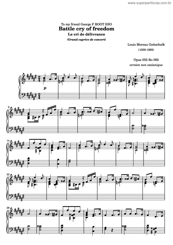 Partitura da música Battle cry of Freedom v.2