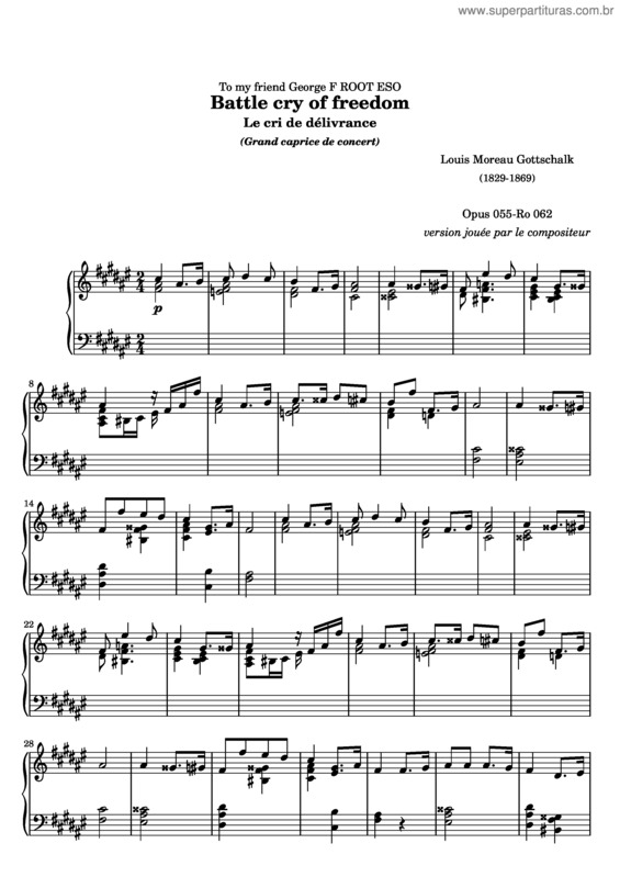 Partitura da música Battle cry of Freedom