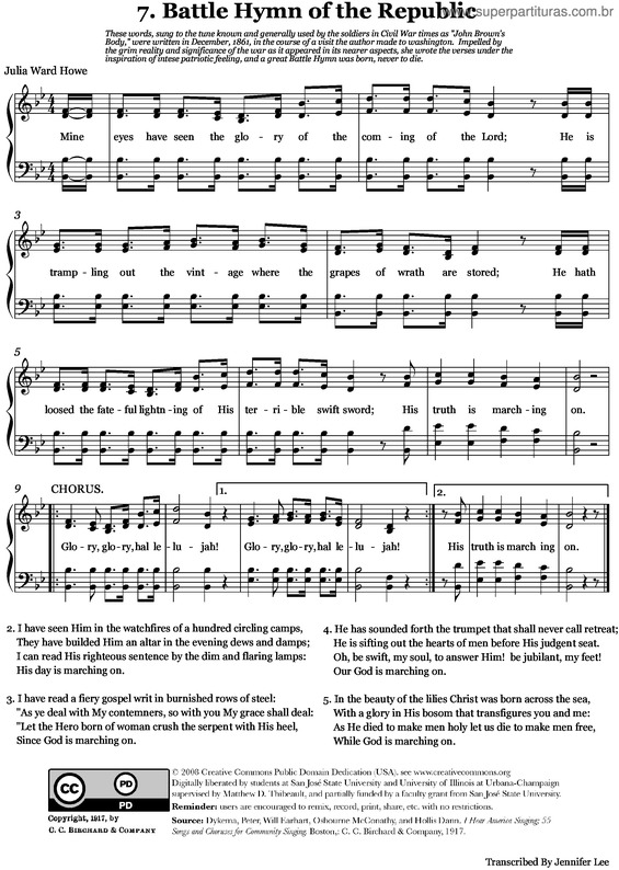 Partitura da música Battle Hymn of the Republic v.2