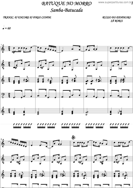 Partitura da música Batuque No Morro v.2