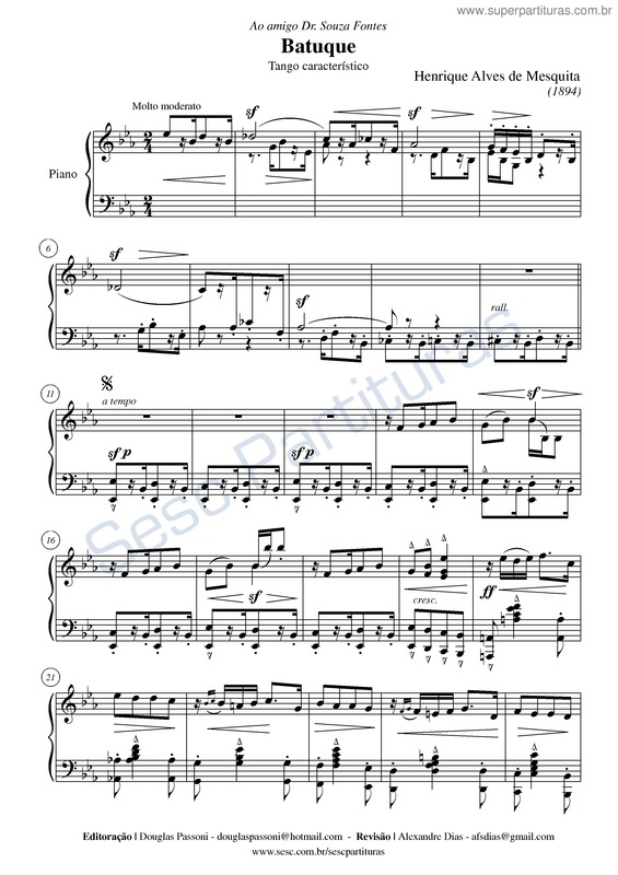 Partitura da música Batuque v.2