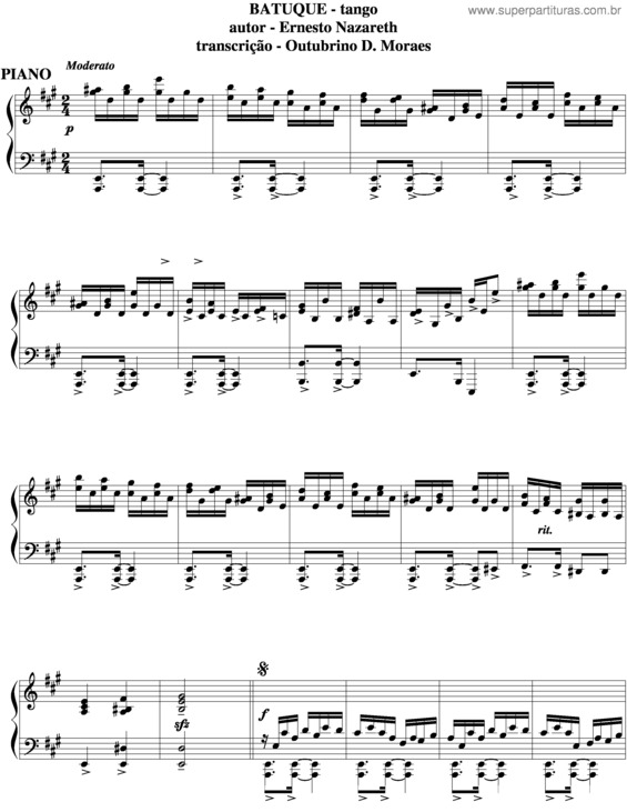 Partitura da música Batuque v.4