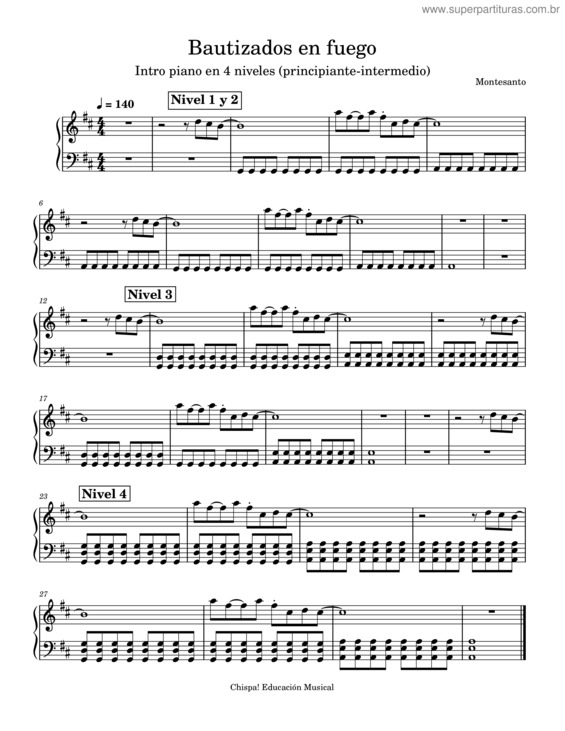 Partitura da música Bautizados En Fuego – Montesanto