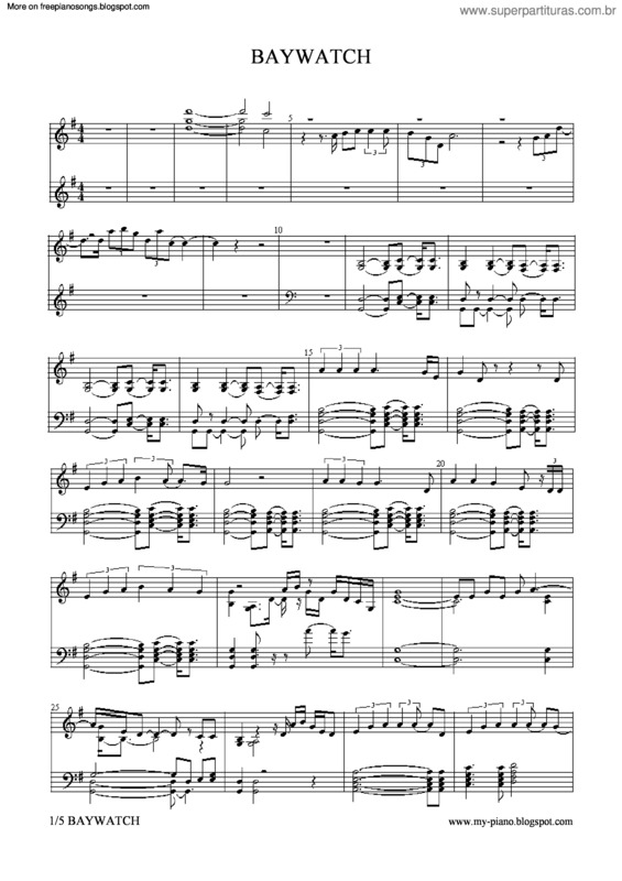 Partitura da música Baywatch Main Theme