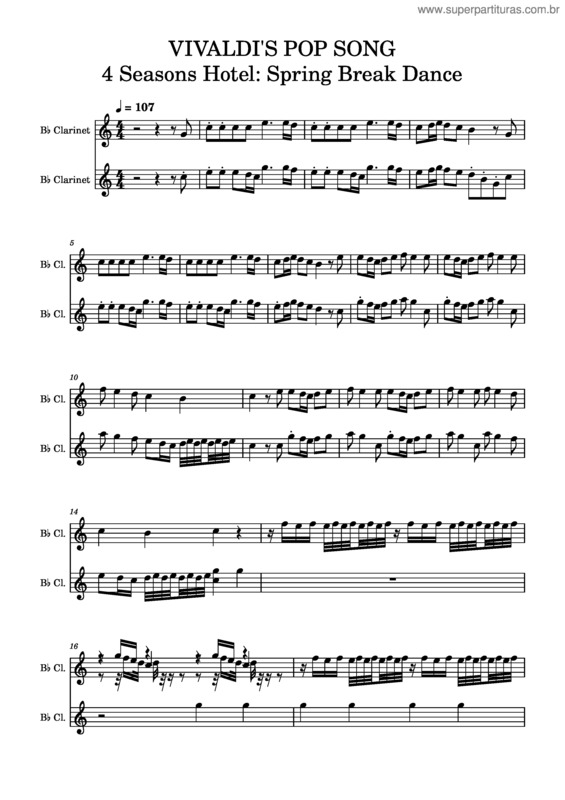 Partitura da música Bb Easy Vivaldi 4 Seasons Hotel: Spring Break Dance  0#S Easy Bb Practice