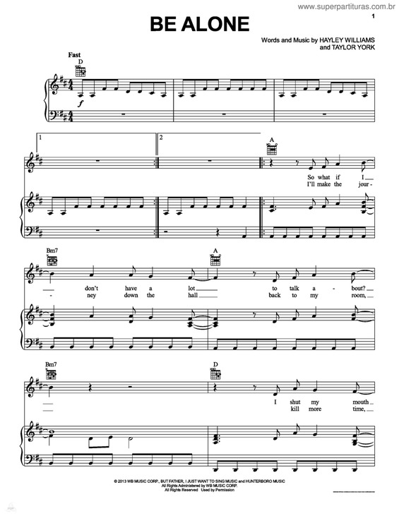 Partitura da música Be Alone