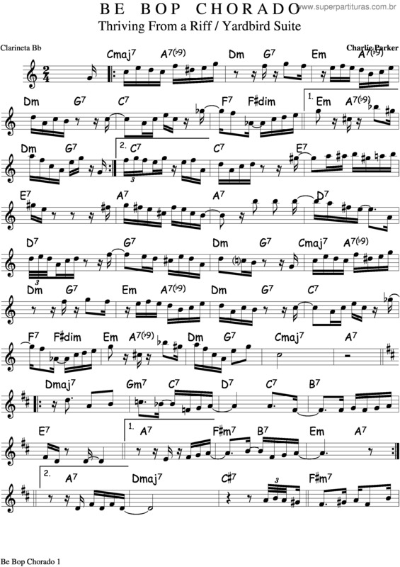 Partitura da música Be Bop Chorado