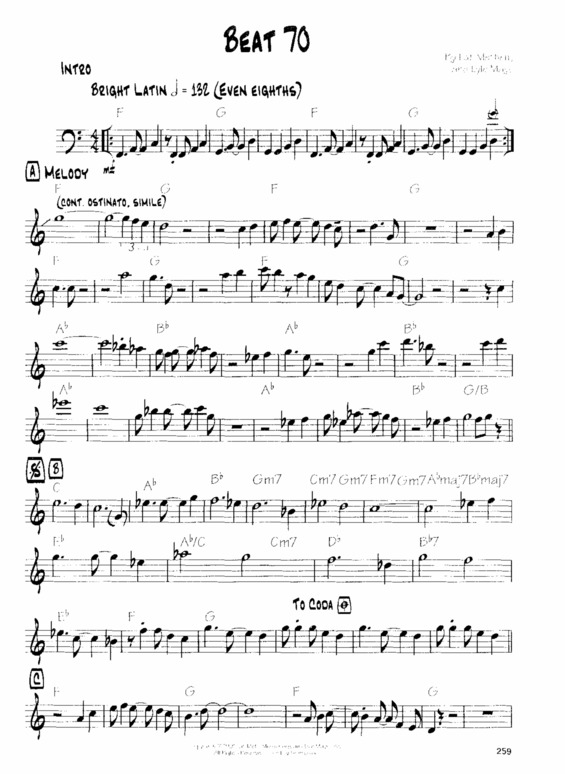 Partitura da música Beat 70