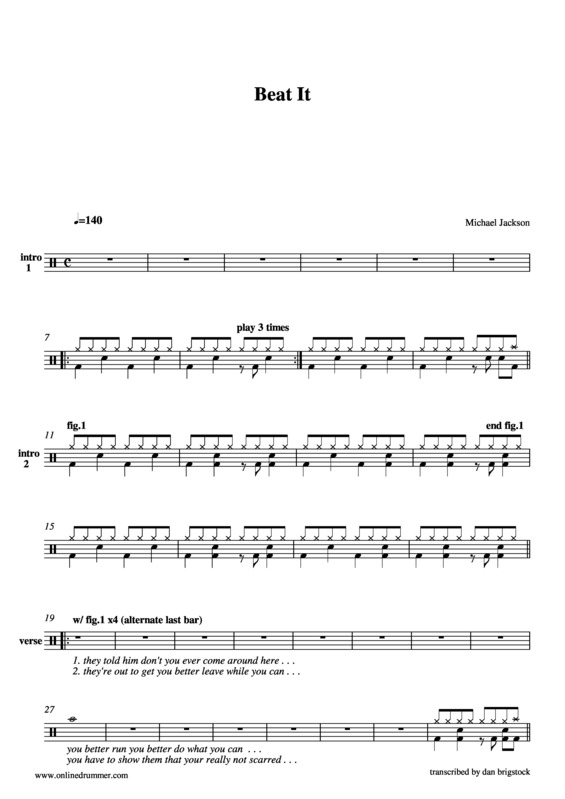 Partitura da música Beat It v.7