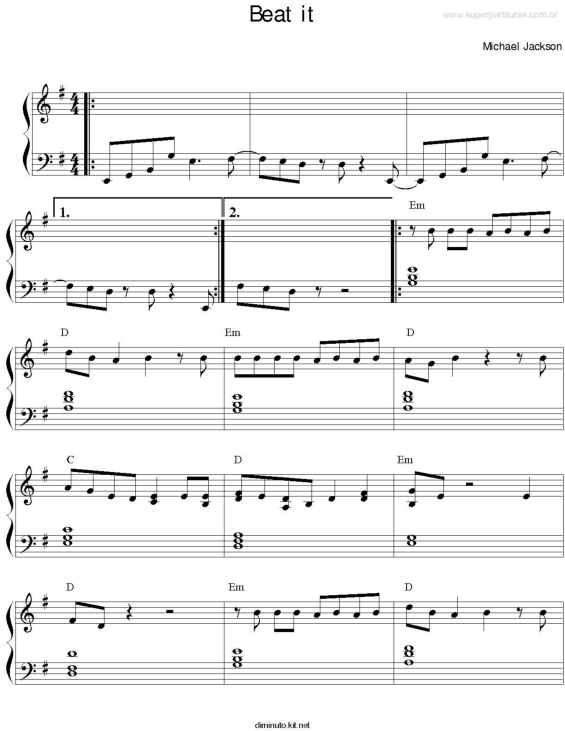 Partitura da música Beat It