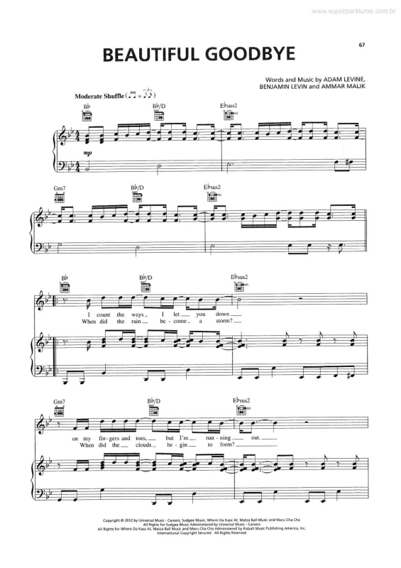 Partitura da música Beatiful Goodbye