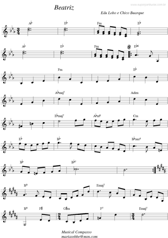 Partitura da música Beatriz v.3