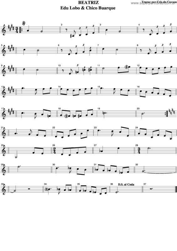 Partitura da música Beatriz v.7