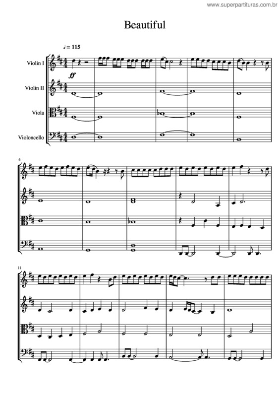 Partitura da música Beautiful – Bazzi Feat. Camilla Cabello String Quartet