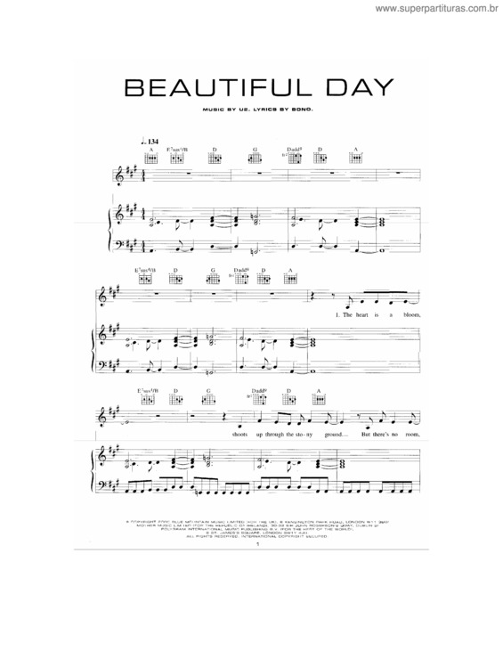 Partitura da música Beautiful Day v.2