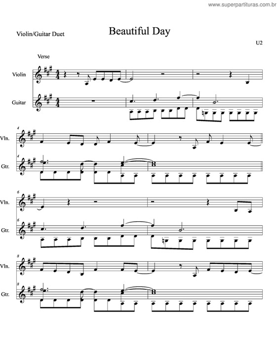 Partitura da música Beautiful Day