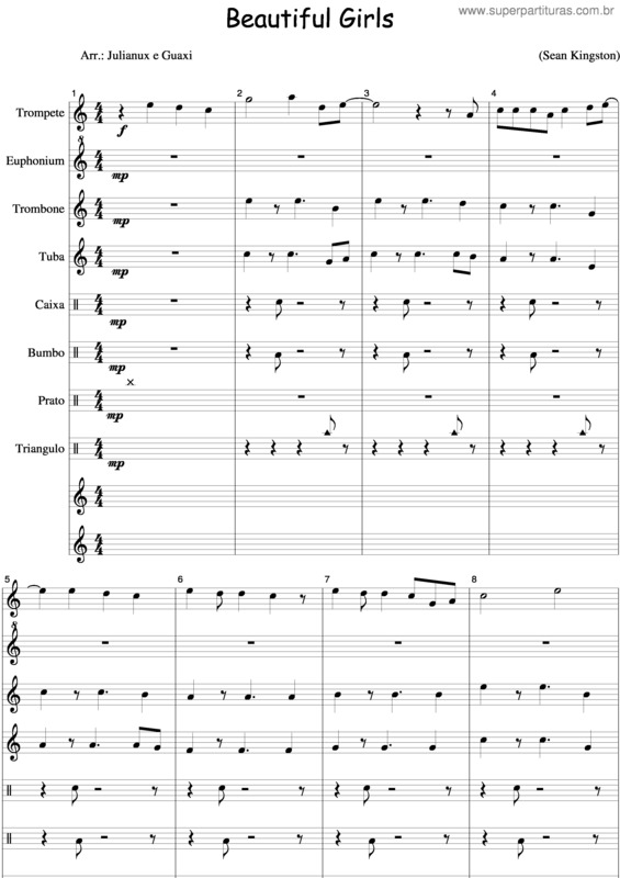 Partitura da música Beautiful Girl